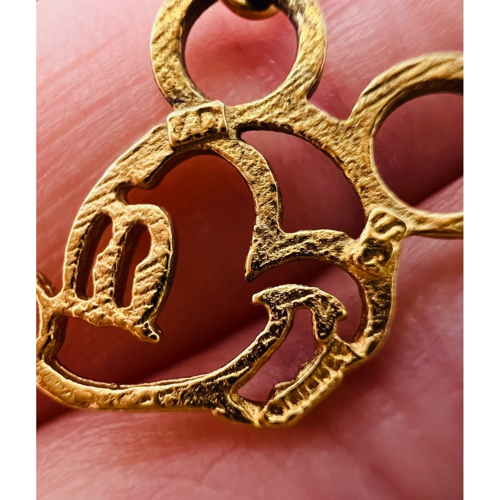 Disney Mickey Mouse Outline Gold Over Sterling Silver Necklace Pendant - Picture 4 of 8